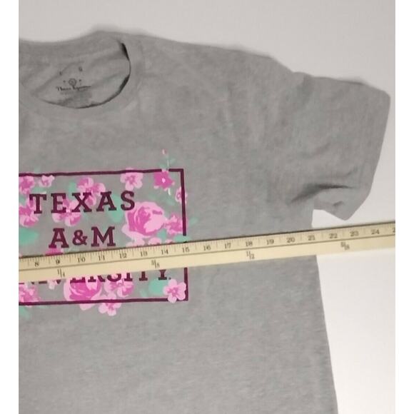 Texas A&M University Women's T-Shirt Large Gray Pink Floral Short Sleeve Tee - Picture 5 of 7